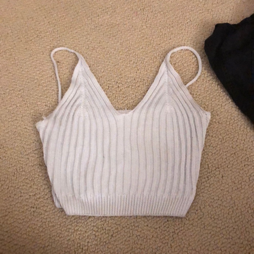 knitted white crop top